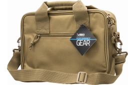 NcStar CPDX2971T VISM Double Pistol Range Bag with Mag Pouches, Loop Fasteners, Zippers, Padding & Tan Finish