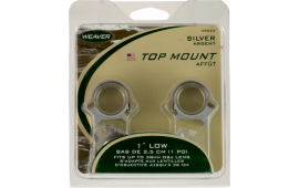 Weaver Mounts 49033 Top Mount Scope Ring Set Quick Detach For Rifle High 1" Tube Silver Steel