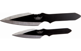 Uzi Accessories UZKTRW002 Throwing Knives  Fixed Spear Point Plain Black/Silver SS Blade/Black Stainless Steel Handle