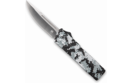 CobraTec Knives WDCCTLWDNS Lightweight  3.25" OTF Drop Point Plain D2 Steel Blade/Winter Digi Camo Aluminum Handle Includes Pocket Clip
