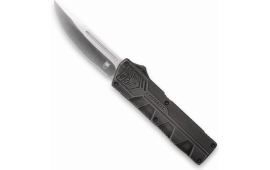 CobraTec Knives SWCTLWDNS Lightweight  3.25" OTF Drop Point Plain D2 Steel Blade/Stonewashed Aluminum Handle Includes Pocket Clip