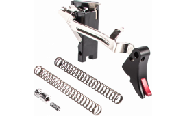 Zev Technologies FULADJDRP9BR Adjustable Fulcrum Trigger For Glock 17/17L/17C/19/19C/26/34 6061-T6 Aluminum/Stainless Steel Black/Red