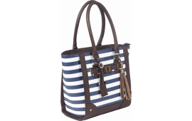 Bulldog BDP050 Tote Purse w/Holster Navy Stripe Leather Most Sm Pistols & Revolvers Right Hand