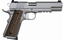 Dan Wesson 01802 Specialist  45 ACP 5" 8+1 Overall Stainless Steel Finish with Serrated Slide, Black & Brown G10 Grip & Picatinny Rail