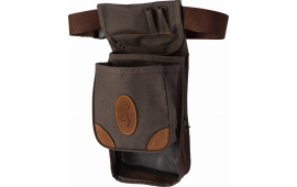 Browning 121388693 Lona Deluxe Shell Pouch Flint Canvas Body w/Brown Leather Accents Adjustable