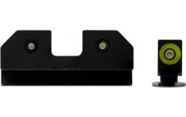 XS Sights GLR012P6G R3D Night Sights 3-Dot Set Tritium Green with Green Outline Front, Green Rear Black Frame for Most Glock