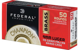 Federal WM5199 Champion Training 9mm Luger 115 gr Full Metal Jacket (FMJ) - 50rd Box
