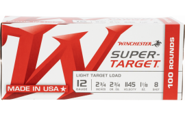 Winchester Ammo TRGT128VP Super Target 12 Gauge 2.75" 1 1/8 oz 8 Shot (Value Pack) - 100sh Box