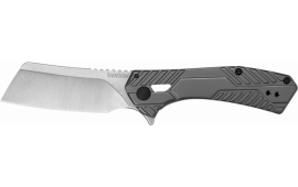 Kershaw 3445 Static  2.90" Folding Cleaver Plain Satin 8Cr13MoV SS Blade Gray PVD Stainless Steel Handle Includes Pocket Clip