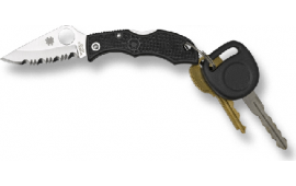 Spyderco LBKS3 Ladybug 3  1.94" Folding Modified Clip Point Serrated VG-10 SS Blade Black FRN Handle