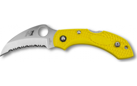 Spyderco C28SYL2HB Dragonfly 2 Salt 2.30" Folding Hawkbill Serrated H1 Steel Blade Yellow FRN Handle Includes Pocket Clip