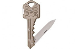 S.O.G SOG-KEY102-C Key  1.50" Folding Plain Drop Point Satin 5Cr13MoV SS Blade/ Brass Stainless Steel Handle