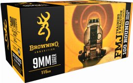 Browning Ammo B191800094 Training & Practice 9mm Luger 115 GR Full Metal Jacket - 100rd Box