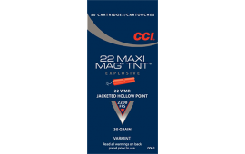 CCI 0063 Varmint Maxi Mag 22 Win Mag Jacketed Hollow Point 30 GR - 50rd Box