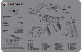 Tekmat R17GLOCKG4GY Glock Gen 4 Breakdown Cleaning Mat 17" x 11" Grey - Designed For Use With Glock Gen 4 Pistols