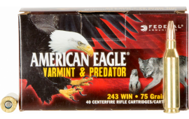 Federal AE24375VP American Eagle 243 Winchester 75 GR Jacketed Hollow Point - 40rd Box
