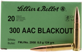 Sellier & Bellot 300BLKA Rifle 300 AAC Blackout 124 GR Full Metal Jacket - 20rd Box