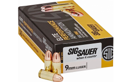 Sig Sauer E9MMB250 Elite Ball 9mm Luger 124 gr Full Metal Jacket (FMJ) - 50rd Box