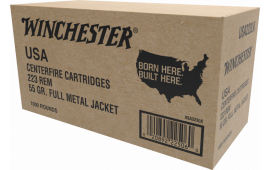 Winchester Ammo USA223LK .223 Rem,  55 GR Full Metal Jacket, Brass, Boxer, Reloadable, Lake City - 1000 Round Case - Bulk Packed