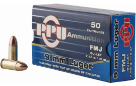 PPU PPH9F1 Handgun 9mm Luger 115 GR Full Metal Jacket - 50rd Box