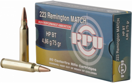 PPU PPM2232 Match .223/5.56 NATO 75 GR Hollow Point Boat Tail - 20rd Box