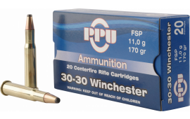 PPU PP30302 Standard Rifle 30-30 Winchester 170 GR Flat Soft Point - 20rd Box