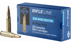 PPU PP3081 Standard Rifle 308 Winchester/7.62 NATO 150 GR Soft Point - 20rd Box