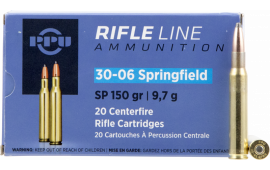 PPU PP30061 Standard Rifle 30-06 150 GR Soft Point - 20rd Box