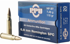 PPU PP68F Standard Rifle 6.8mm Remington SPC 115 GR Full Metal Jacket Boat Tail - 20rd Box