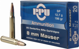 PPU PP8S Metric Rifle 8mm Mauser 196 GR Soft Point - 20rd Box