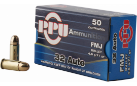 PPU PP32AF Handgun 32 ACP 71 GR Full Metal Jacket - 50rd Box