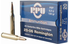PPU PP2506P Standard Rifle 25-06 Remington 100 GR Pointed Soft Point - 20rd Box