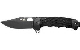 S.O.G SOG-12-21-02 Seal XR 3.90" Folding Clip Point Plain Black Cerakote S35VN SS Blade Black/GRN Handle Includes Belt Clip