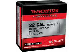 Winchester Ammo  Centerfire Rifle Reloading 222 Rem .224 50 gr Pointed Soft Point (PSP) 100 Per Box