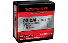 Winchester Ammo WB556MC55X Centerfire Rifle Reloading 5.56x45mm NATO .224 55 gr Full Metal Jacket Boat-Tail (FMJBT) 100 Per Box