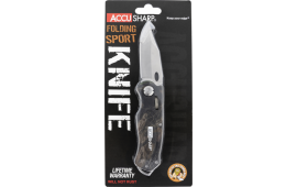 AccuSharp 704C Sport  3" Folding Plain Stainless Steel Blade/Camo Anodized Aluminum Handle Includes Belt Clip