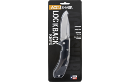 AccuSharp 711C Lockback  3" Folding Clip Point Plain Stainless Steel Blade/Black FRN Handle Includes Allen Wrench