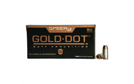 Speer LE Gold Dot, Duty Ammnuition Personal Protection 40 S&W 180 gr Hollow Point (HP) - 50rd Box - 53962