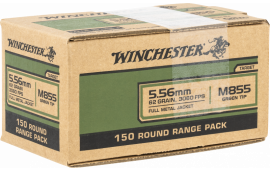 Winchester Ammo WM855150 USA 5.56x45mm NATO 62 gr Full Metal Jacket Green Tip - 150rd Box