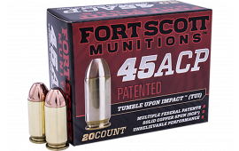 Fort Scott Munitions 450-180-SCV Tumble Upon Impact (TUI) 45 ACP 180 gr Solid Copper Spun - 20rd Box