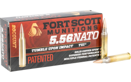 Fort Scott Munitions 556-062-SCV Tumble Upon Impact (TUI) 5.56x45mm NATO 62 gr Solid Copper Spun - 20rd Box