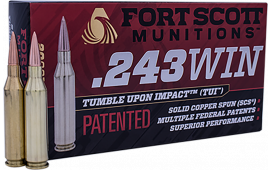 Fort Scott Munitions 243-080-SCV Tumble Upon Impact (TUI) 243 Win 80 gr Solid Copper Spun - 20rd Box