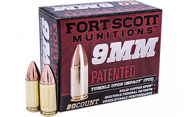Fort Scott Munitions 9MM-115-SCVNIC Tumble Upon Impact (TUI) 9mm Luger 115 gr Solid Copper Spun (Nickel-Plated) - 20rd Box