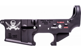 Spikes Tactical STLS016CFA Calico Jack Stripped Lower Receiver Multi-Caliber 7075-T6 Aluminum Black Anodized with Color Fill for AR-15