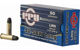 PPU PPH32SW Handgun 32 Smith & Wesson Long 98 GR Lead Round Nose - 50rd Box