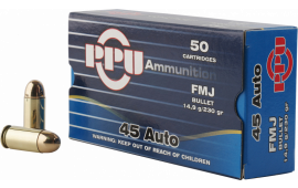 PPU PPH45F Handgun 45 ACP 230 GR Full Metal Jacket - 50rd Box