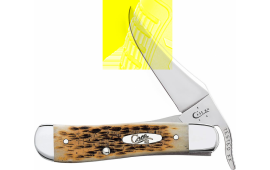 Case 0260 6 RussLock  2.70" Folding RussLock Clip Plain Mirror Polished Tru-Sharp SS Blade/Peach Seed Jigged Amber Bone Handle