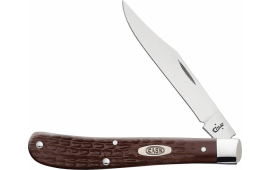 Case 00135 Trapper Slimline 3.25" Folding Clip Point Plain As-Ground Tru-Sharp SS Blade/Brown Jigged Synthetic Handle