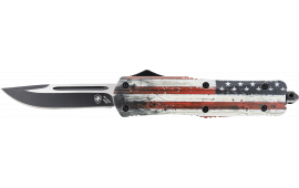 Templar Knife LWUS331 Wood US Flag Gen II Large 3.50" OTF Drop Point Plain US Flag Painted Wood Grain Aluminum Handle