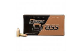 CCI Blazer Brass 9mm Ammunition, 115 GR FMJ, Brass Cased, Boxer Primed, Reloadable, Non-Corrosive, Product #5200 - 50 Round Box